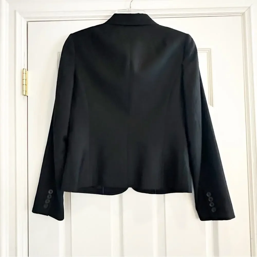 J Crew 100% Wool Solid Navy Blue Blazer Classic Retro Blue Label Size 4 Preppy